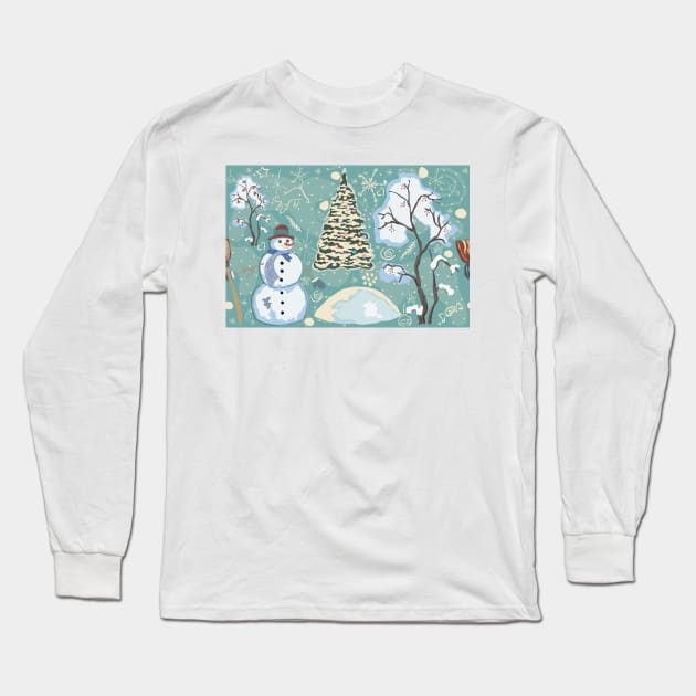 Snowman Long Sleeve T-Shirt by Countryside